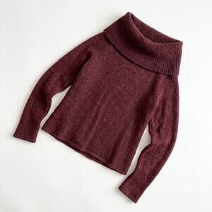 Jillian Jones Kid Mohair Wool Funnel Neck Sweater Red VTG Womens Large Petite PL